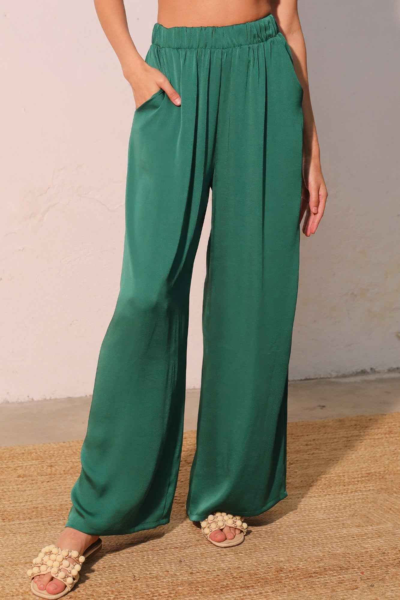 Washed Poly Silk Pocket Pants