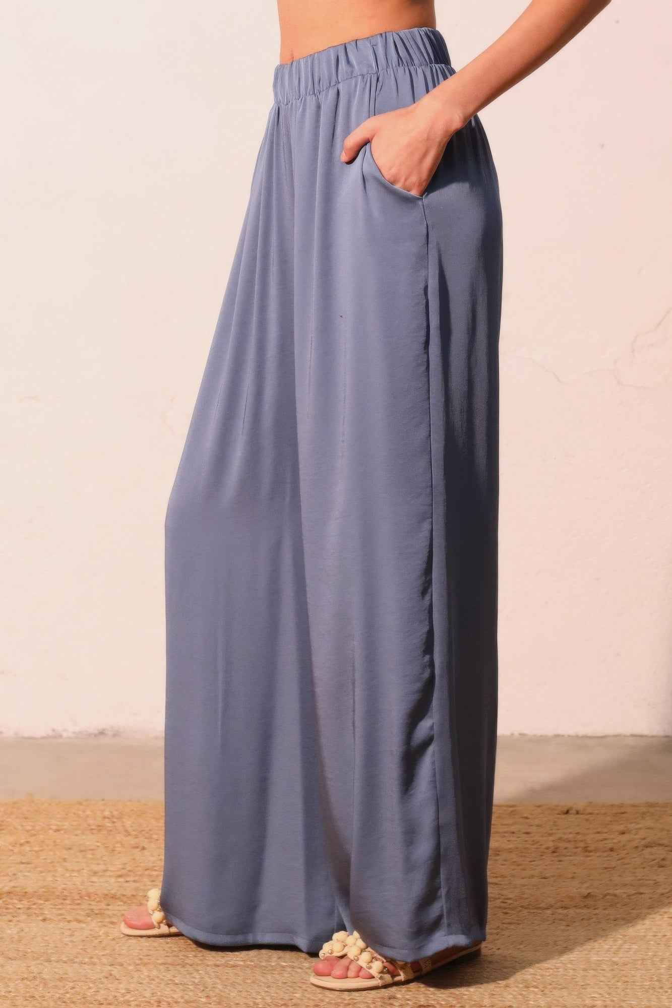 Washed Poly Silk Pocket Pants