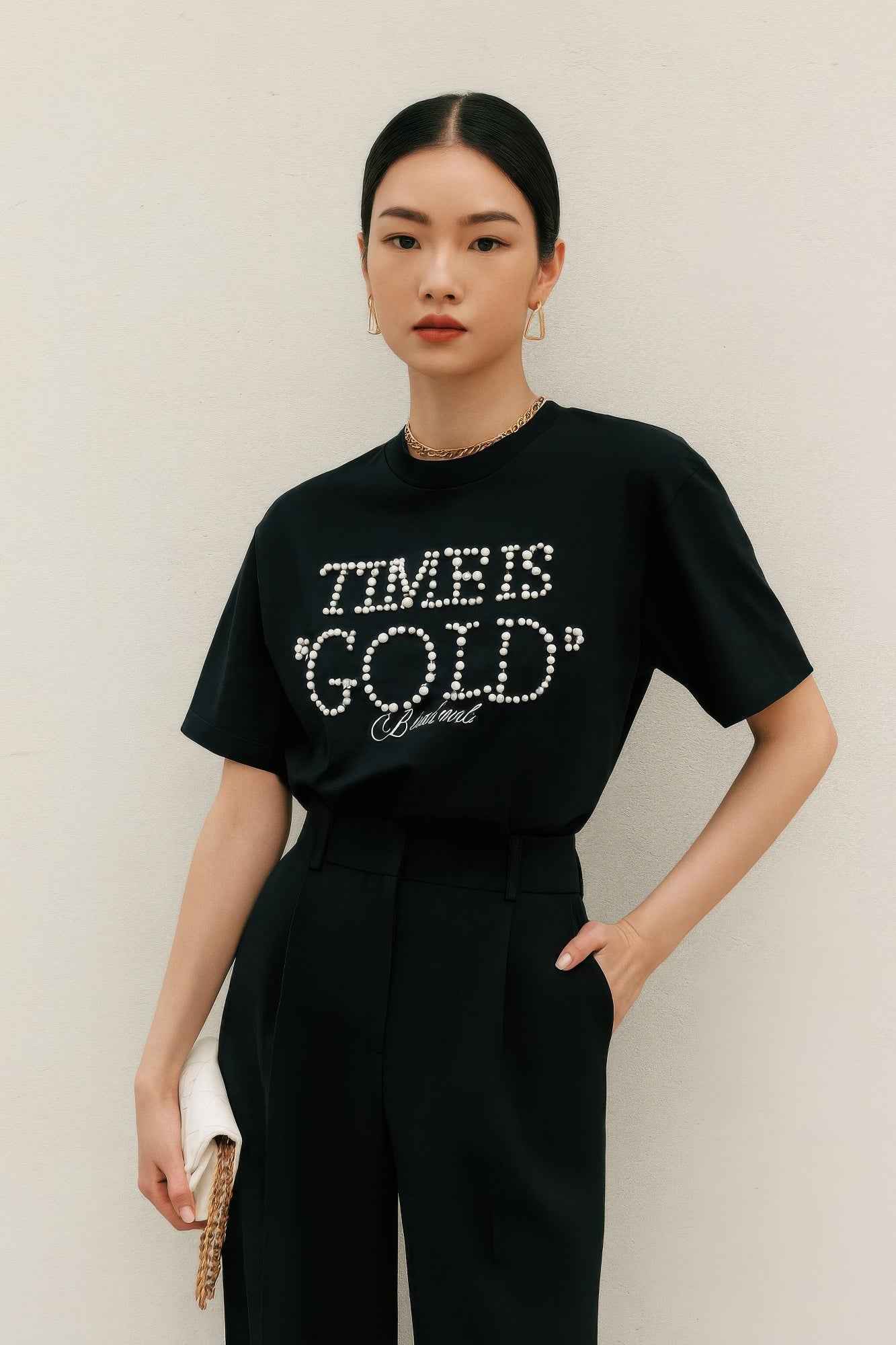Time Is Gold In Pearls Top