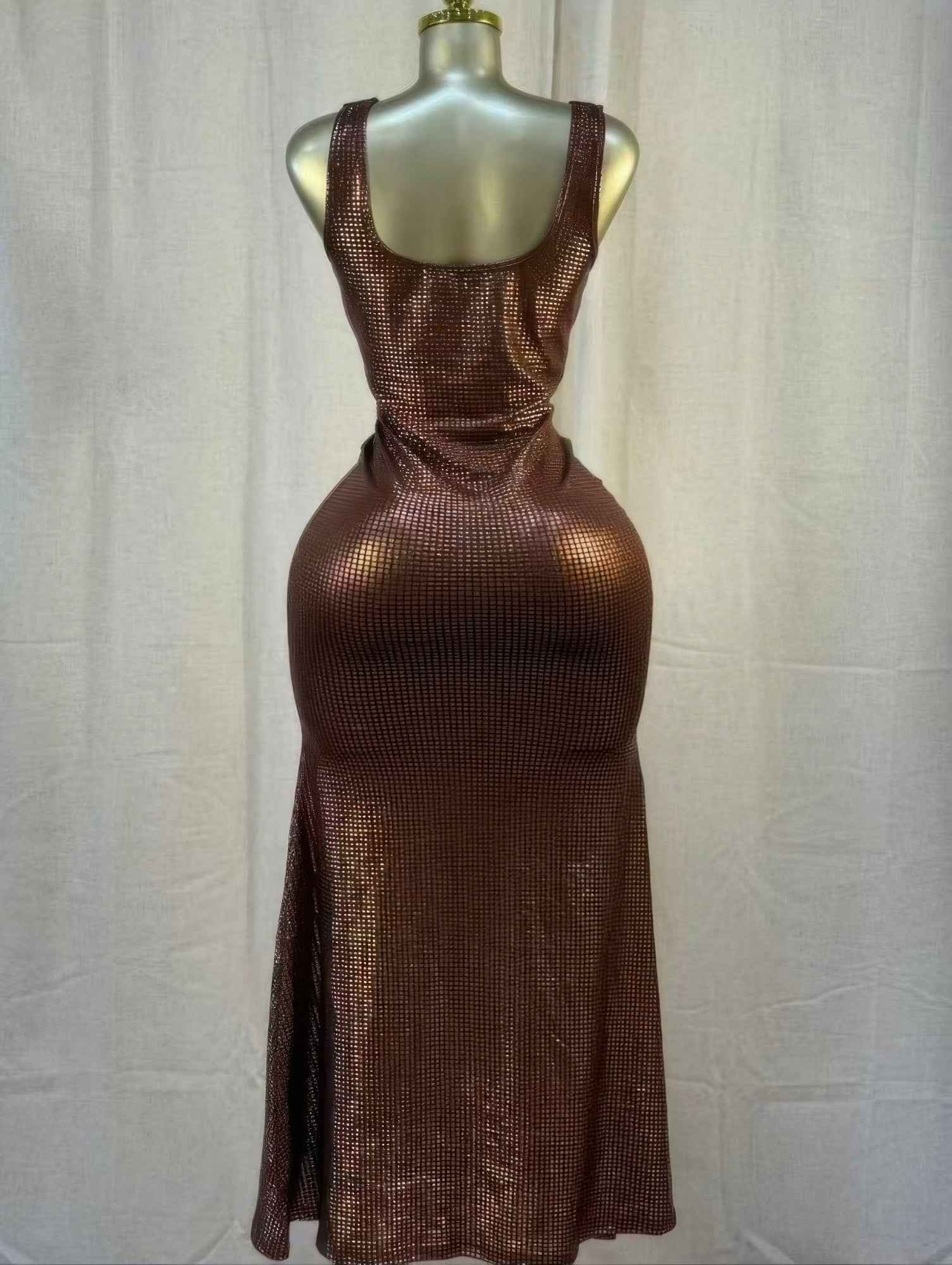 Cocoa Moonlight Shimmer Midi Dress