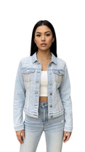 Distressed Jean Jacket With Rhinestone Fringe