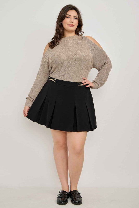 Plus Size Cold-shoulder Knit Sweater