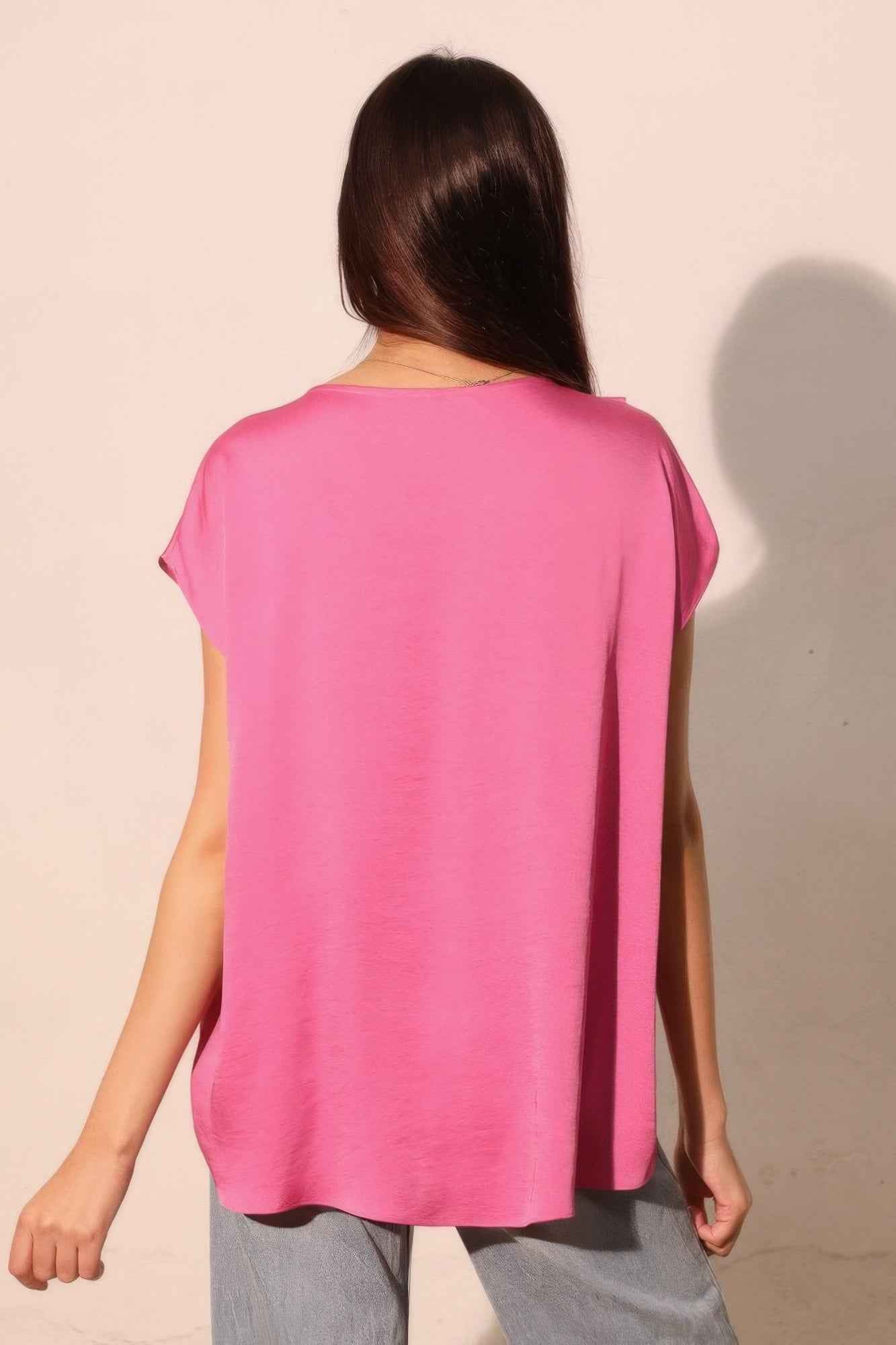 Washed Poly Silk Tulip Tunic Top