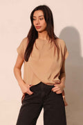 Washed Poly Silk Tulip Tunic Top
