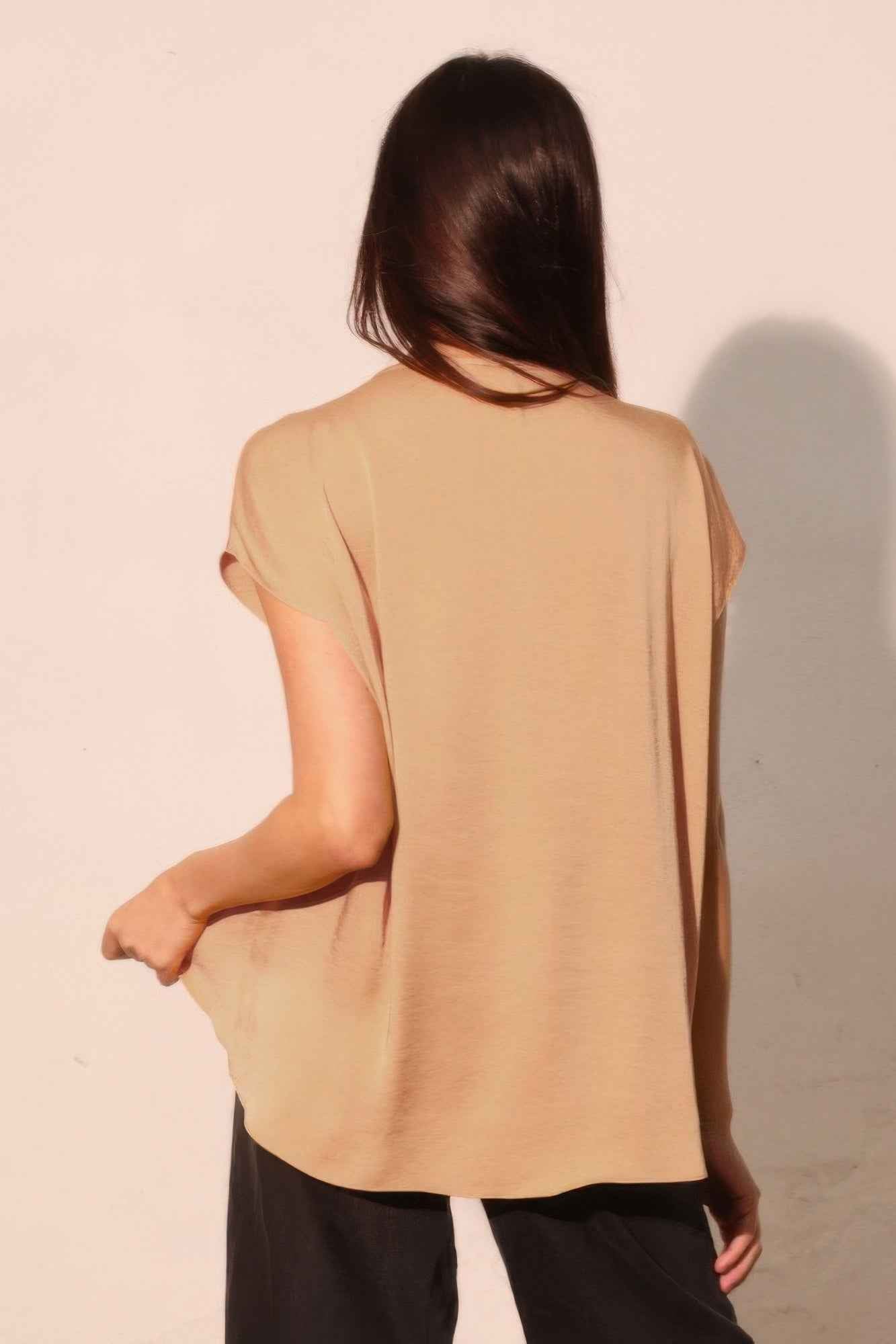 Washed Poly Silk Tulip Tunic Top