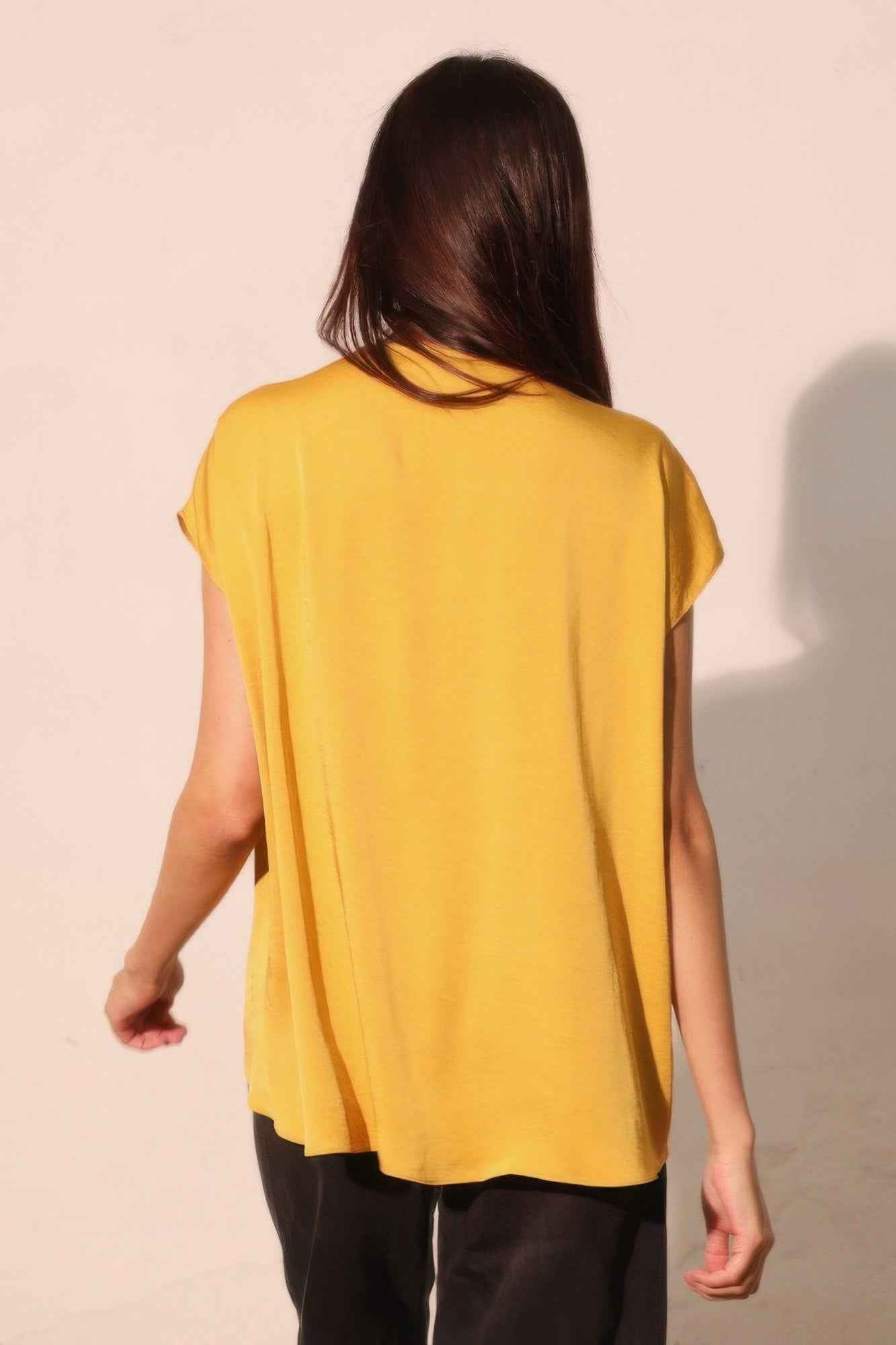 Washed Poly Silk Tulip Tunic Top