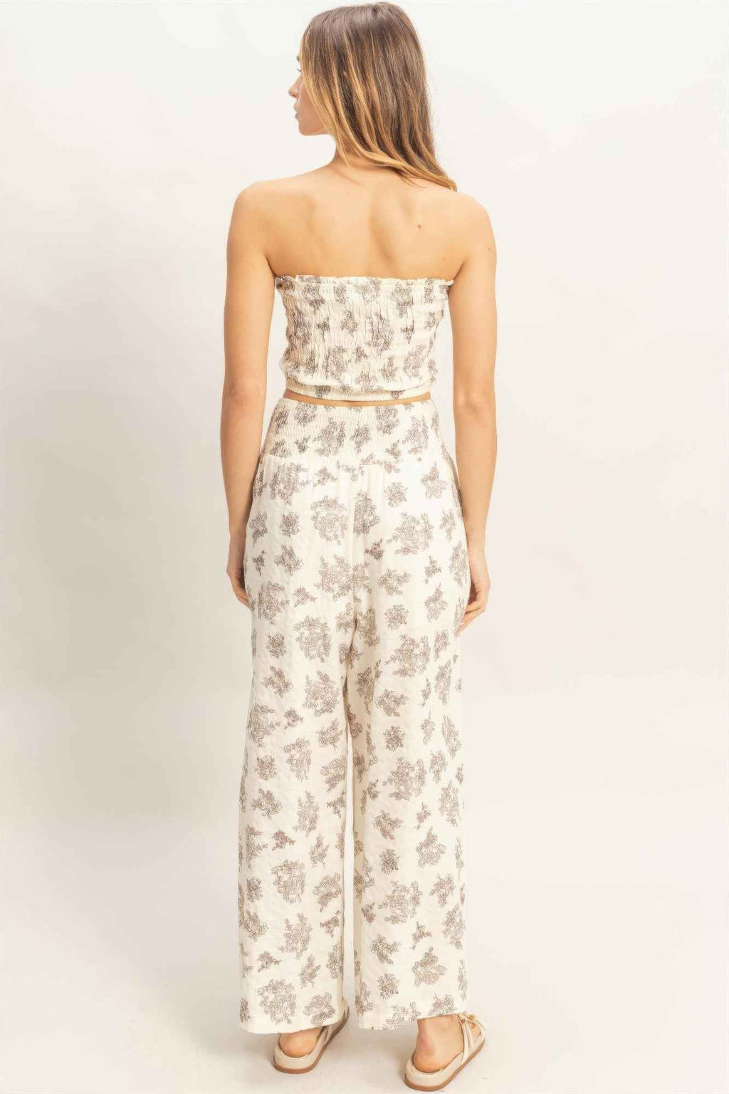 Smocked Tube Top & Wide-leg Pants Set