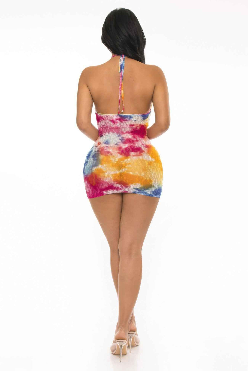Multi Color Lace Mini Cover Up Dress