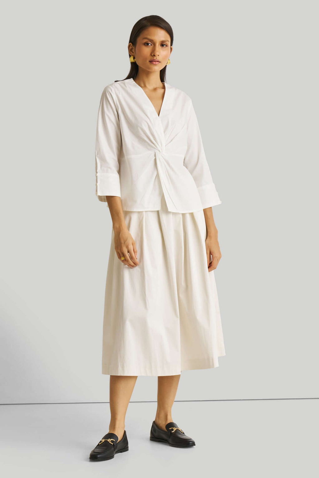 Front Twist Top in White - Excel Merchandise