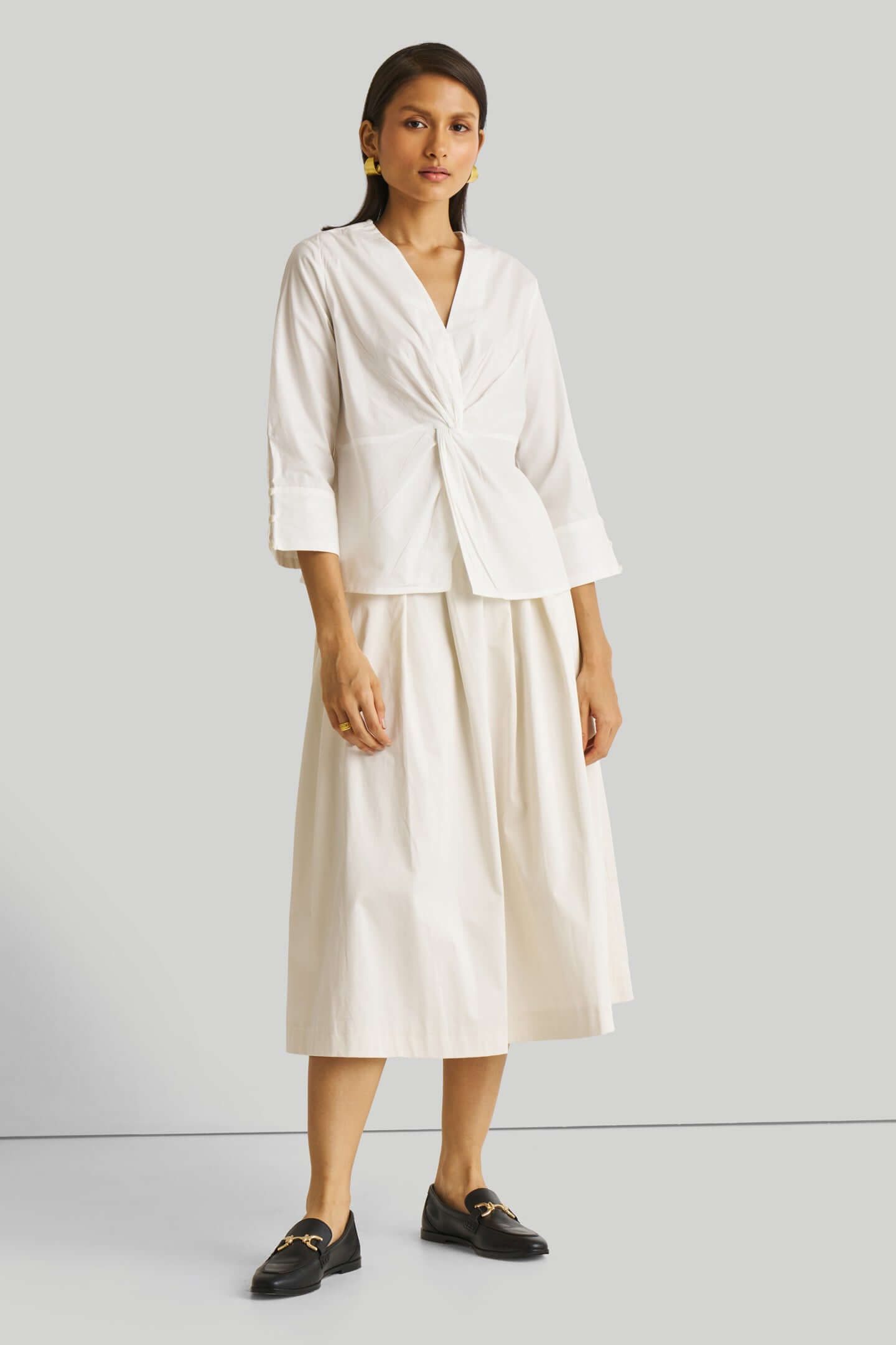 Front Twist Top in White - Excel Merchandise