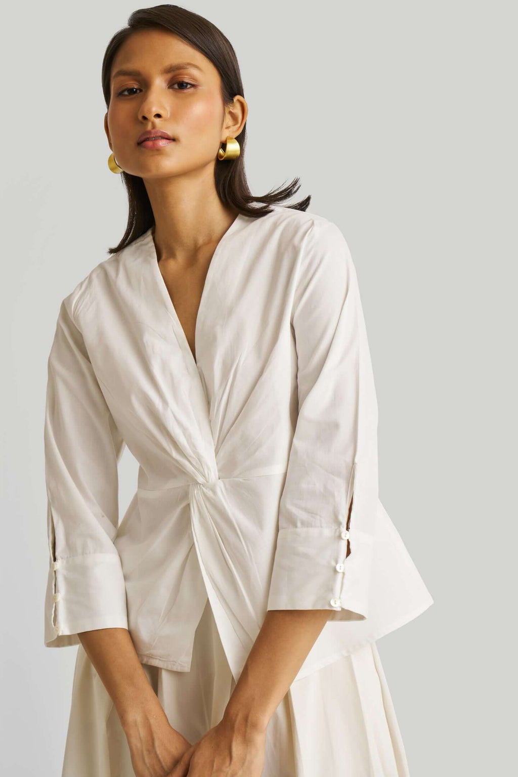 Front Twist Top in White - Excel Merchandise