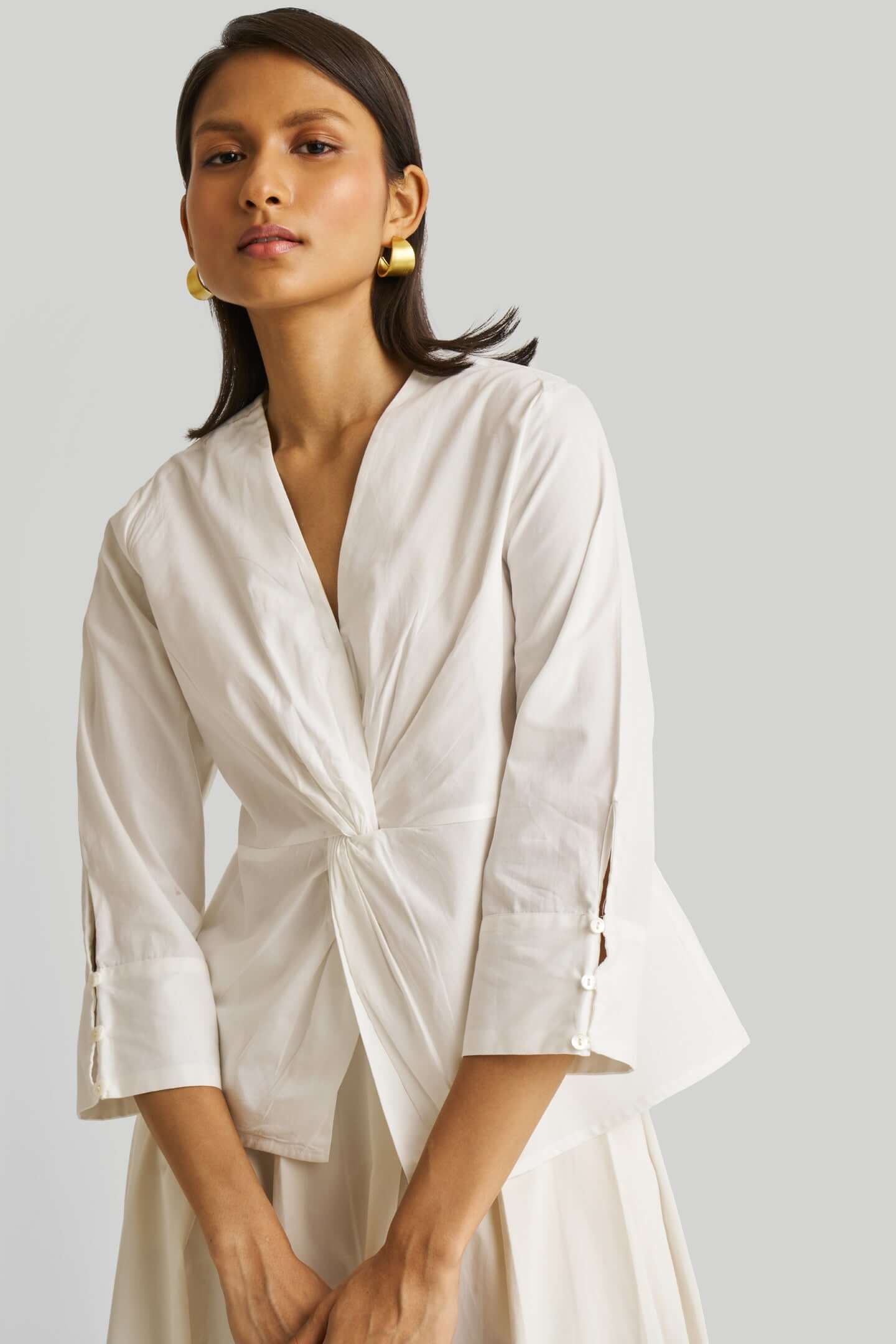 Front Twist Top in White - Excel Merchandise