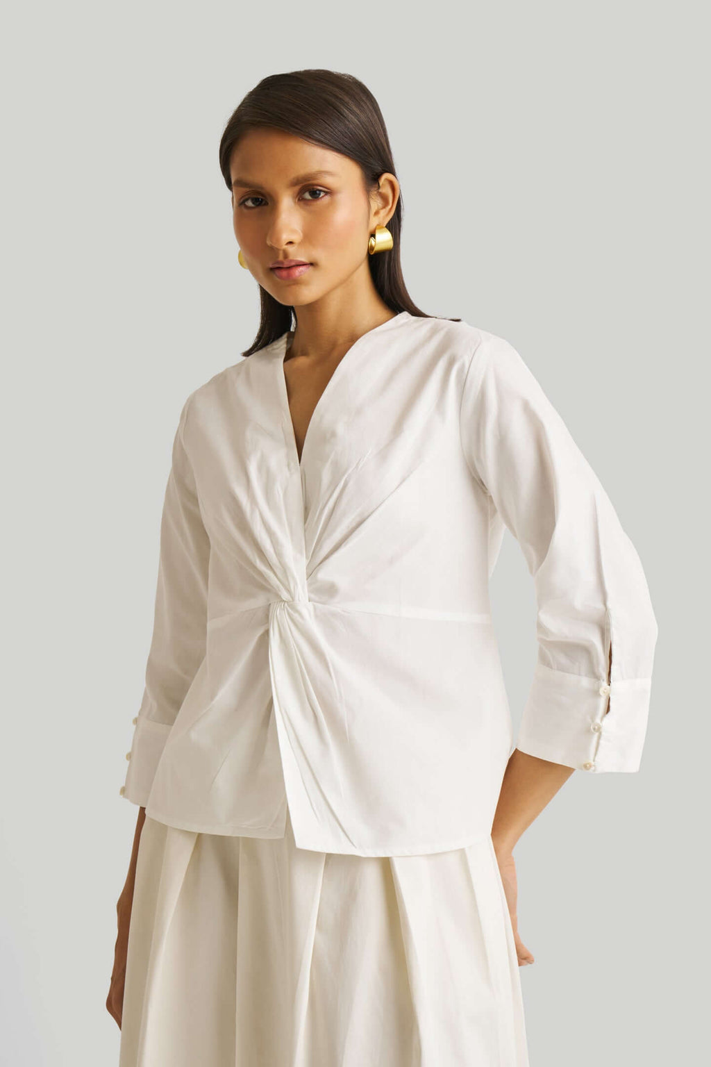 Front Twist Top in White - Excel Merchandise