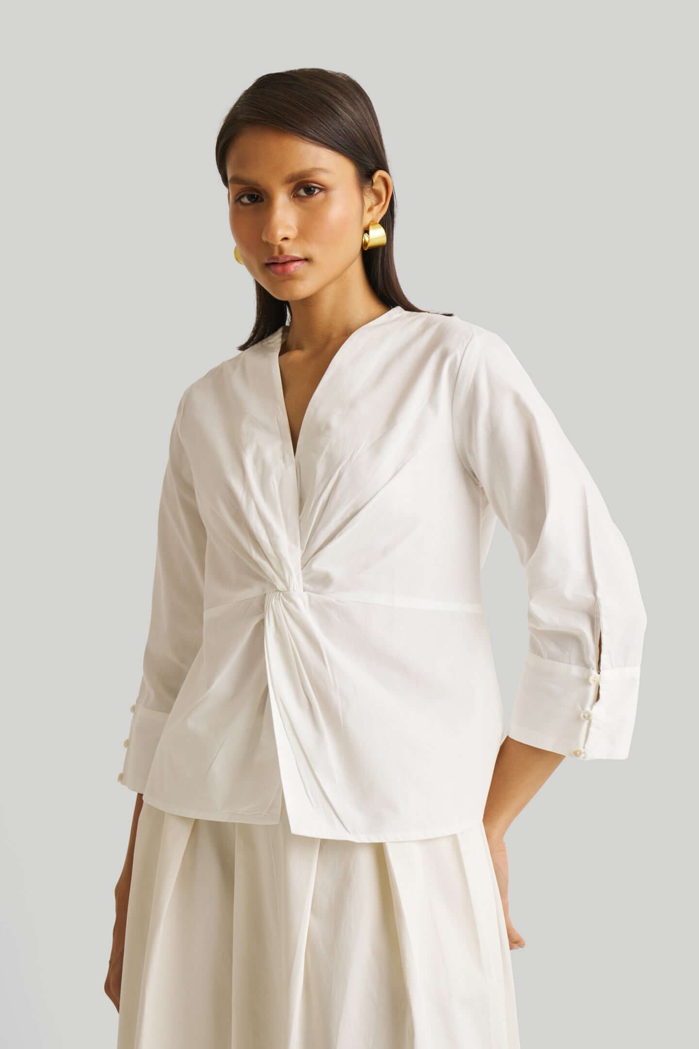 Front Twist Top in White - Excel Merchandise
