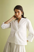 Front Twist Top in White - Excel Merchandise