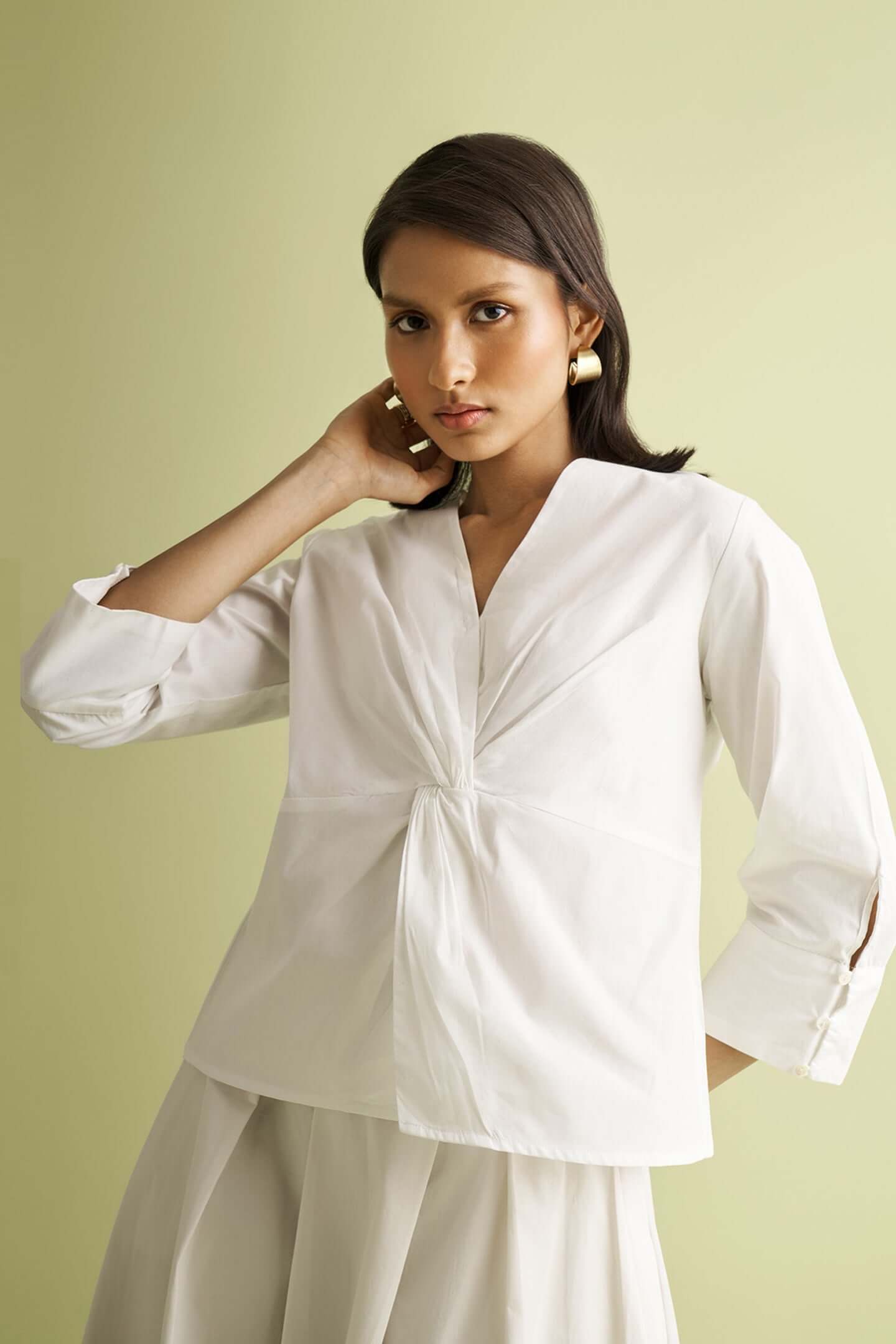 Front Twist Top in White - Excel Merchandise