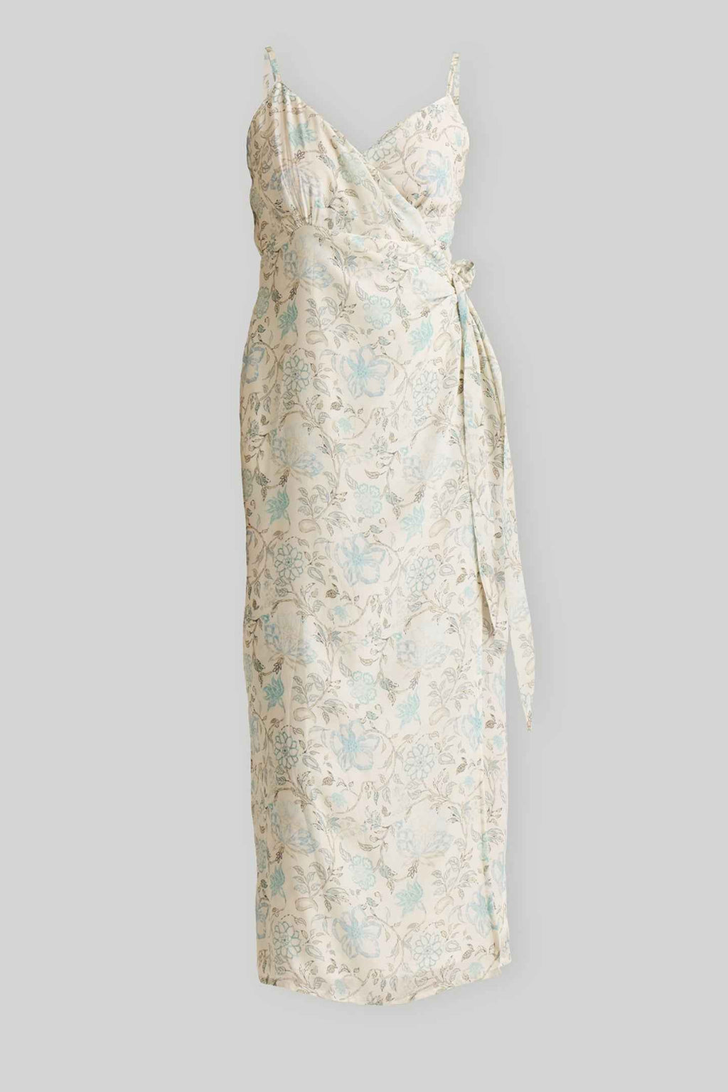 Strappy Wrap Dress in Blue Florals
