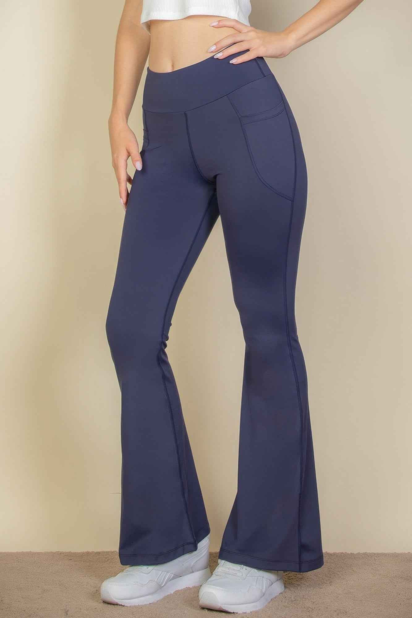 High Waist Side Pocket Flare Leggings