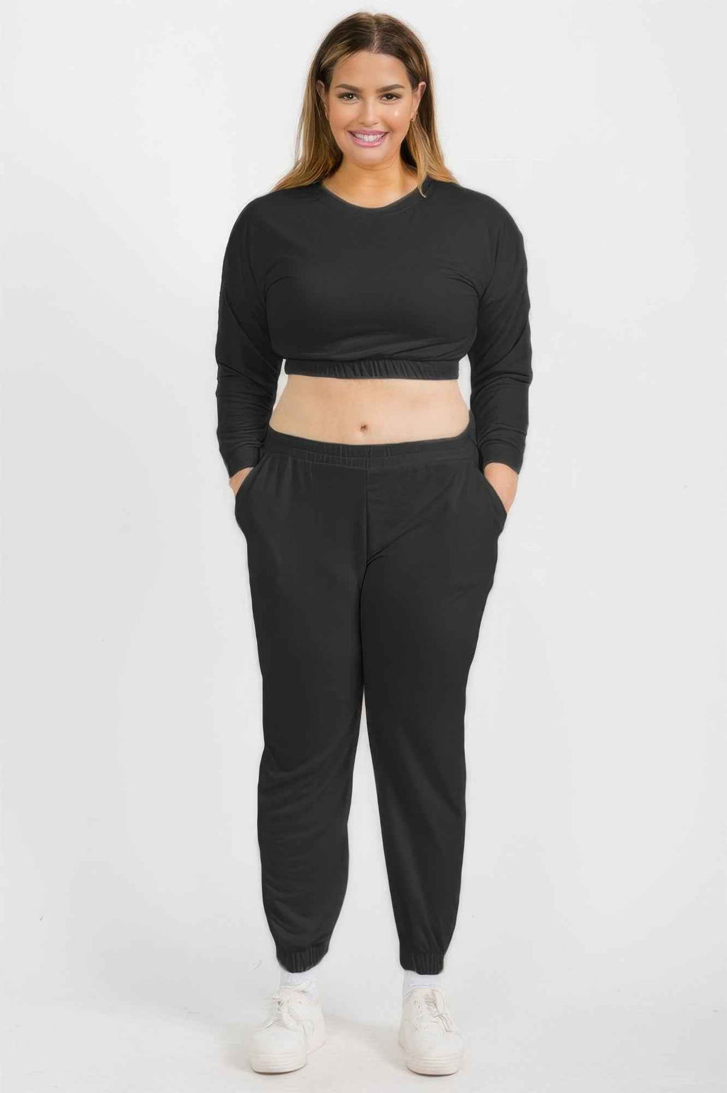 Plus Size French Terry Pullover & Joggers Set