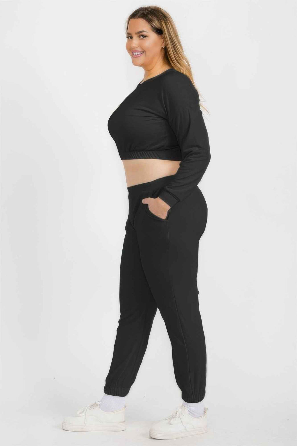 Plus Size French Terry Pullover & Joggers Set