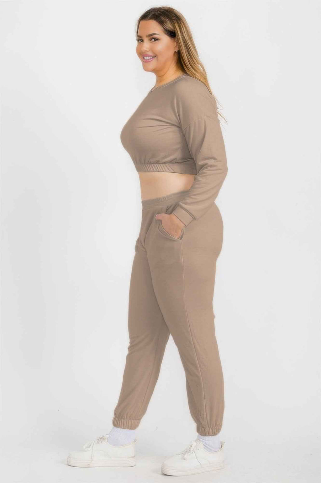 Plus Size French Terry Pullover & Joggers Set