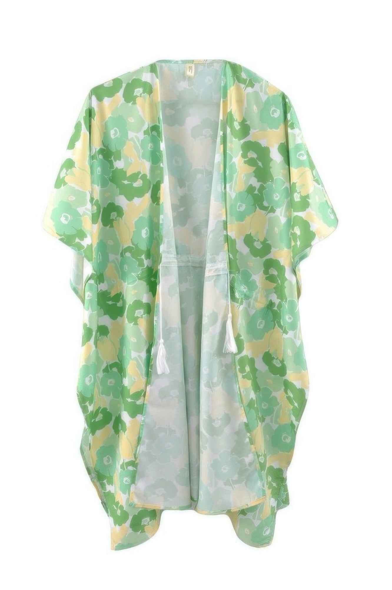 Flower Print Self-tie Drawstring Open Front Cover