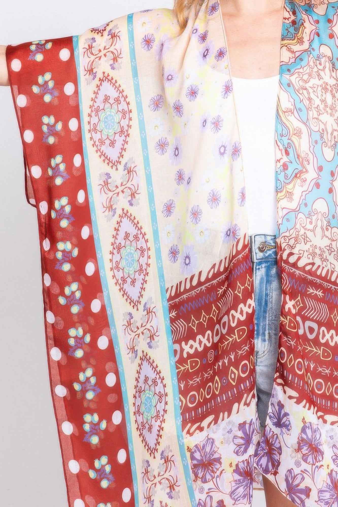 Boho Flower Print Kimono