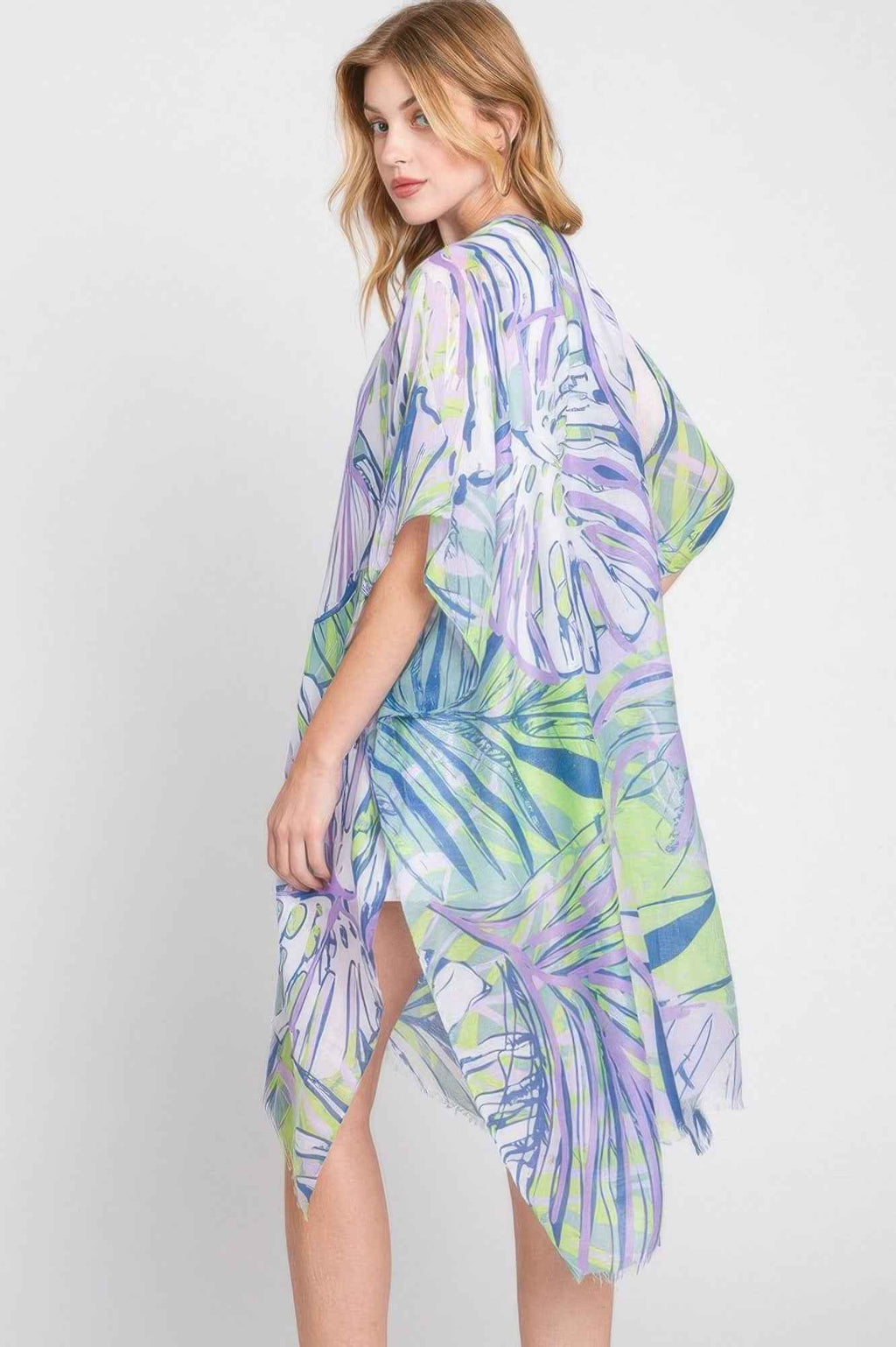Hand Drawn Tropical Leaves Kimono