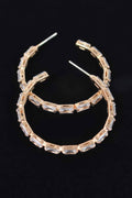 Rectangle Stone Hoop Earring