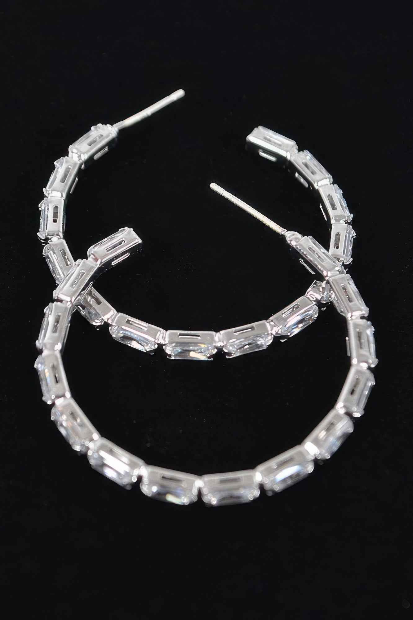 Rectangle Stone Hoop Earring