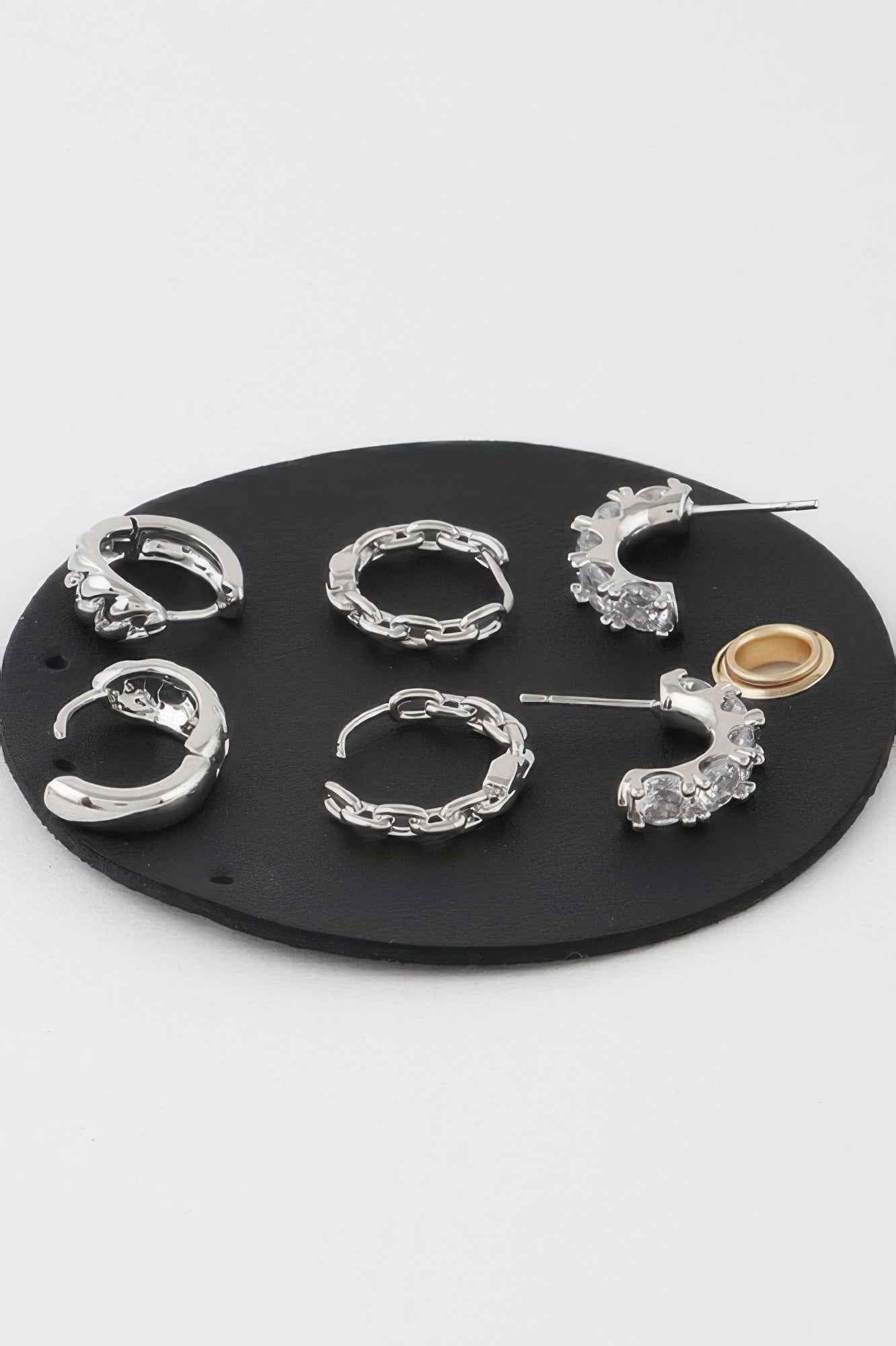 Multi Jewel Chain Hoop Earrings Set
