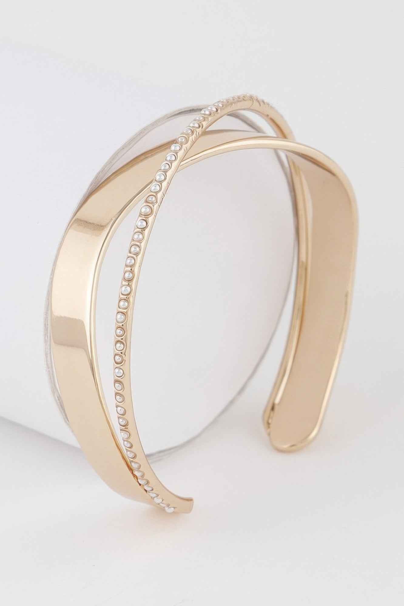 Double Pearl Laced Open Bracelet