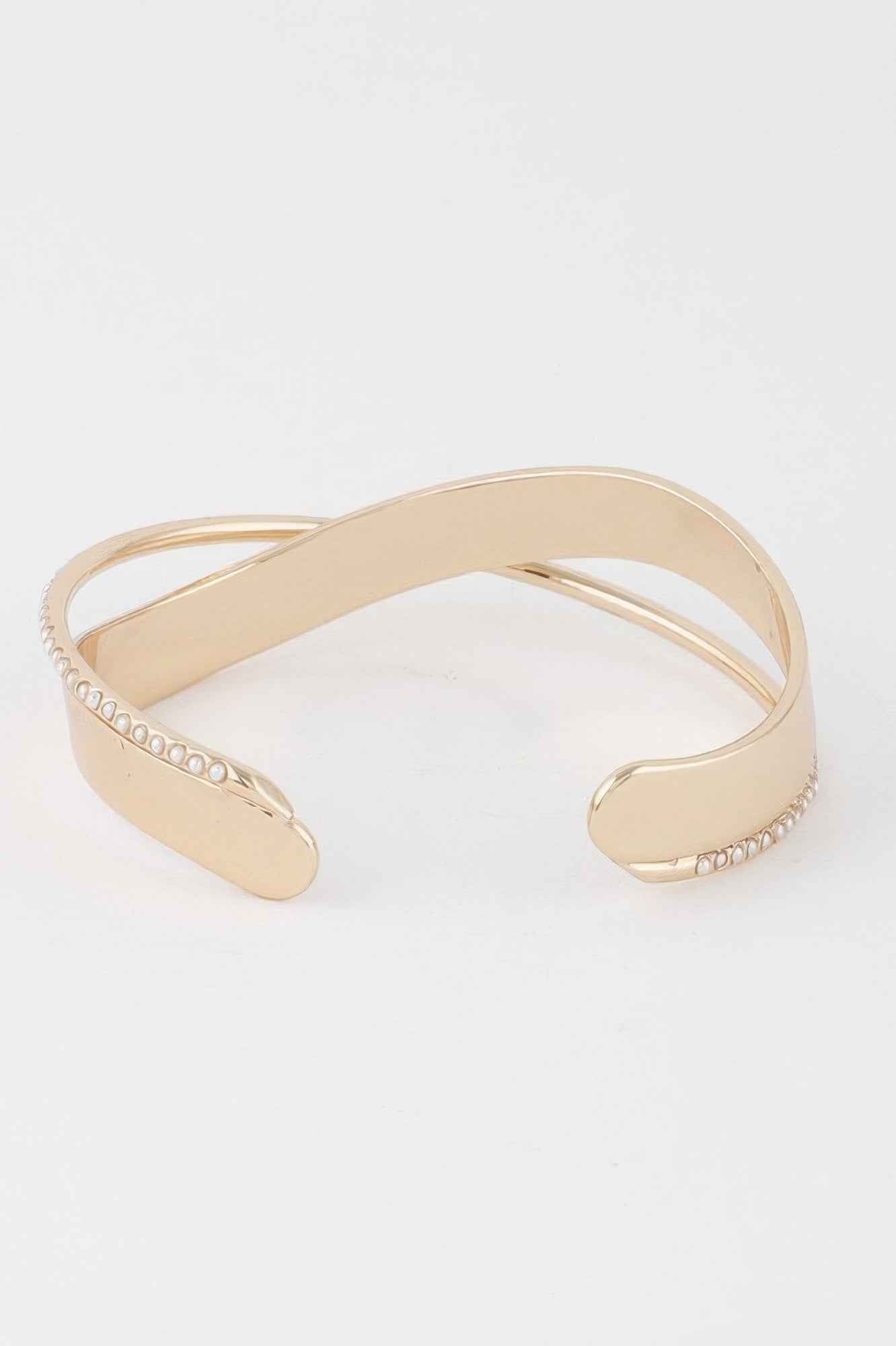 Double Pearl Laced Open Bracelet