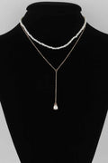 Double Pearl Teardrop Necklace