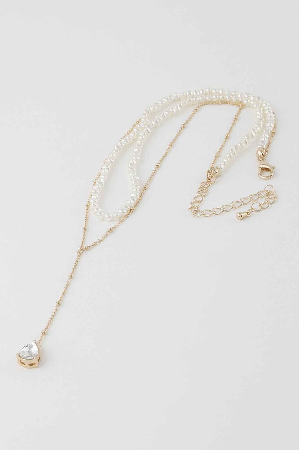 Double Pearl Teardrop Necklace
