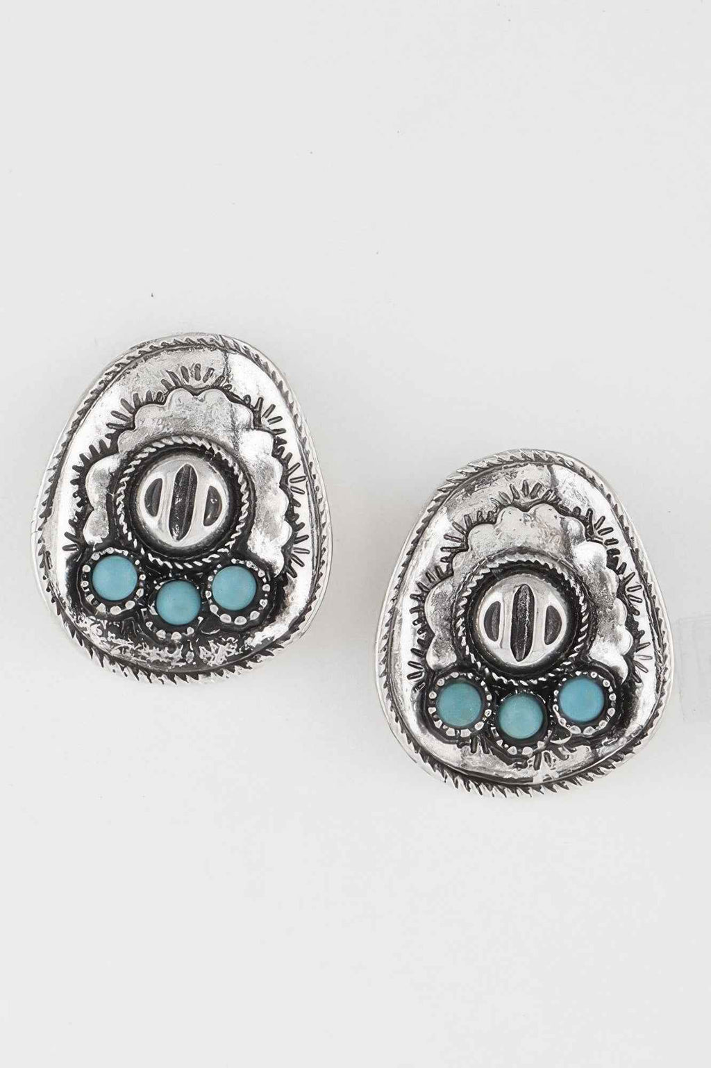 Vintage Stone Plate Earrings