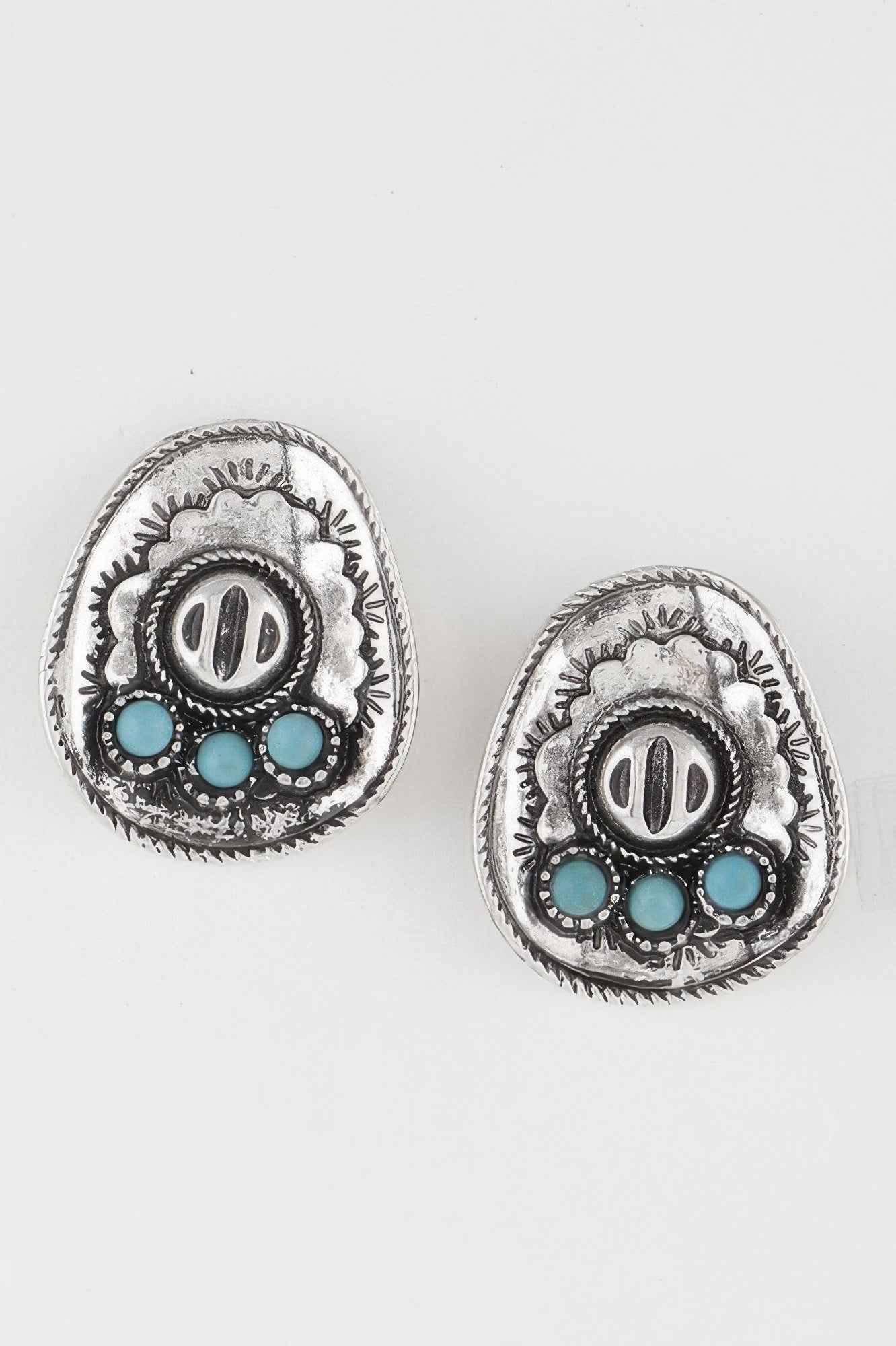 Vintage Stone Plate Earrings