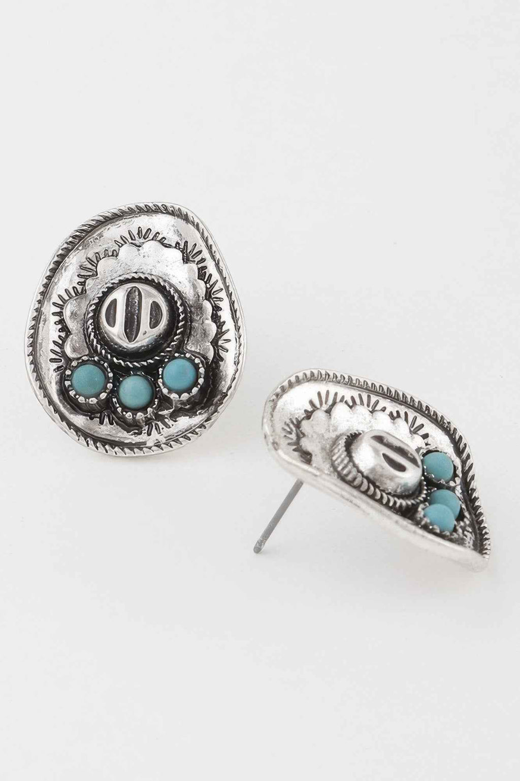 Vintage Stone Plate Earrings