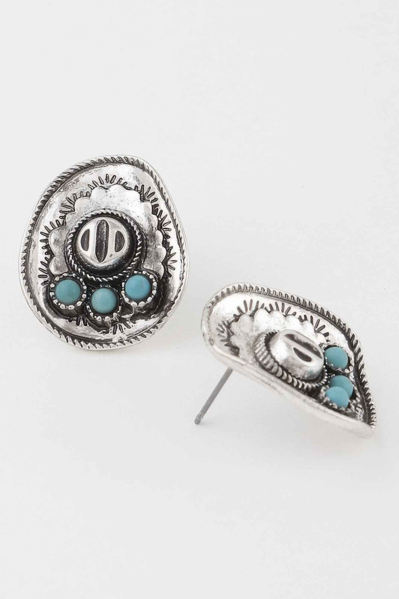 Vintage Stone Plate Earrings