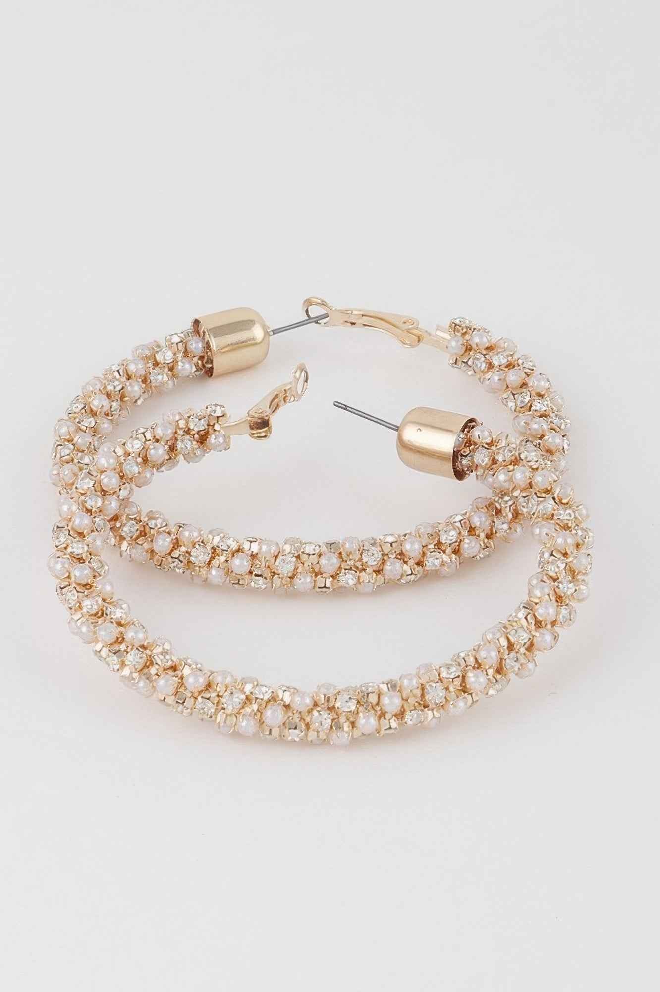 Wide Jeweled Hoop Earrings