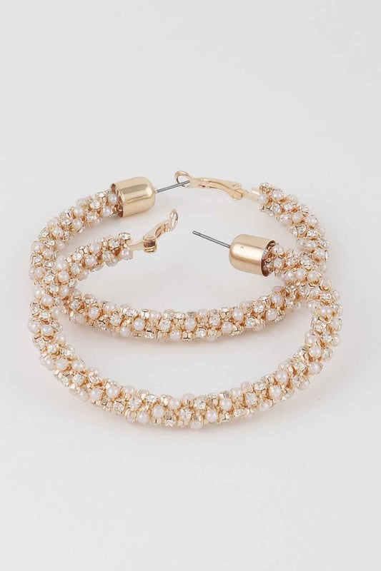 Wide Jeweled Hoop Earrings