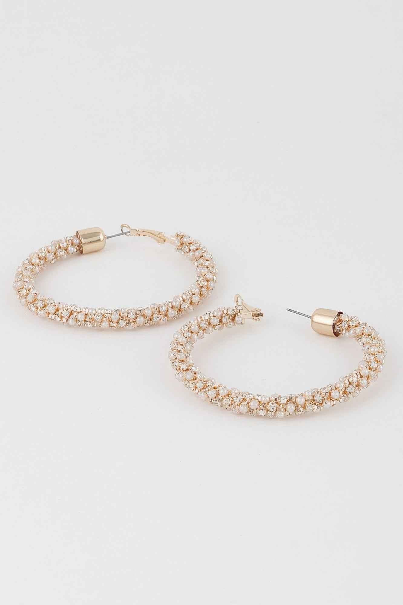 Wide Jeweled Hoop Earrings