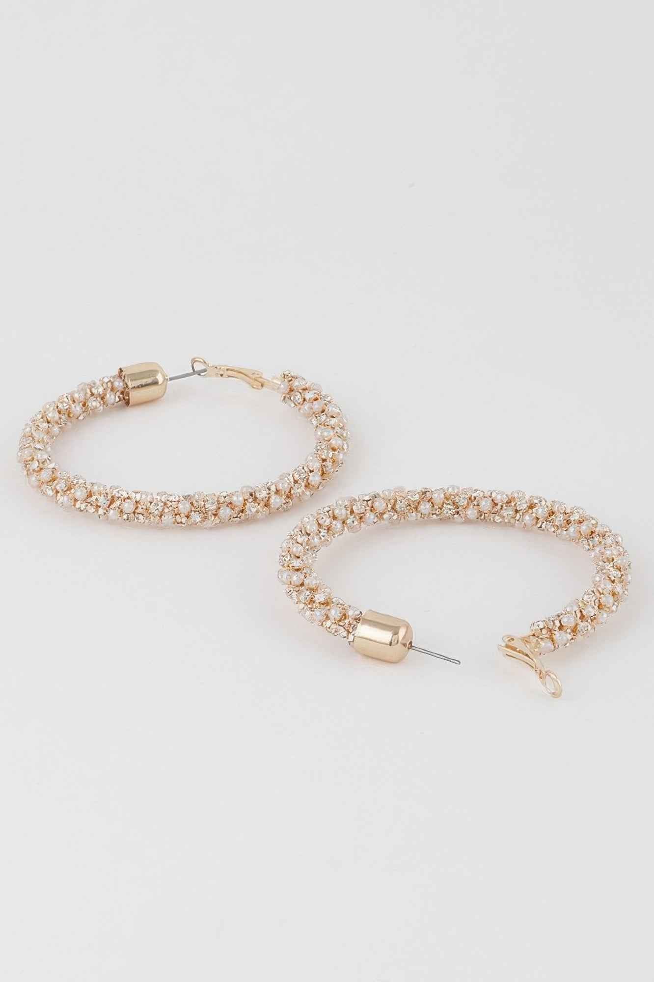 Wide Jeweled Hoop Earrings