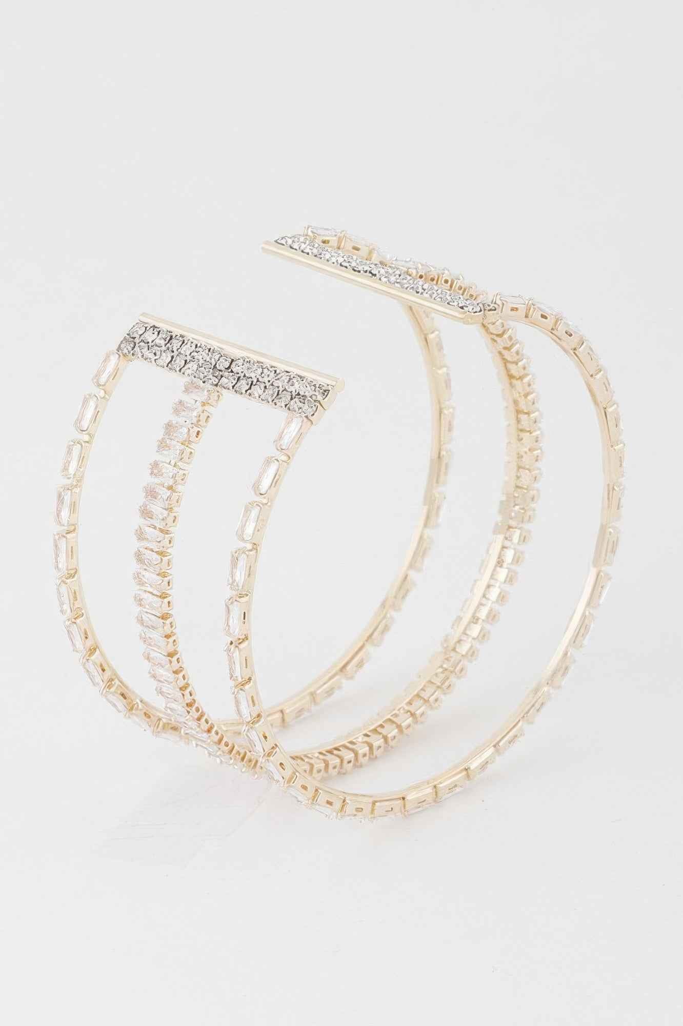 Wide Triple Crystal Cuff Bracelet