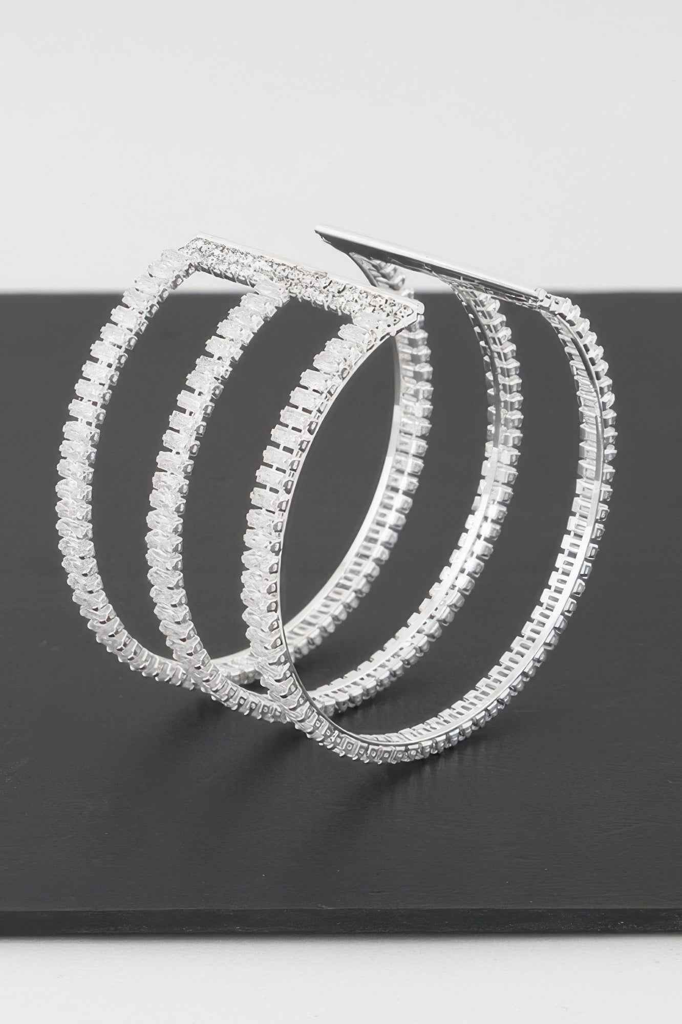 Triple Crystal Open Cuff Bracelet