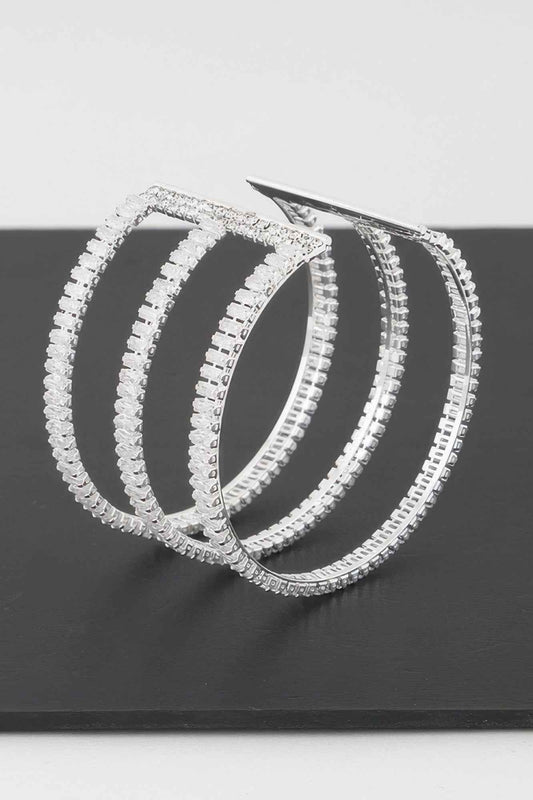 Triple Crystal Open Cuff Bracelet