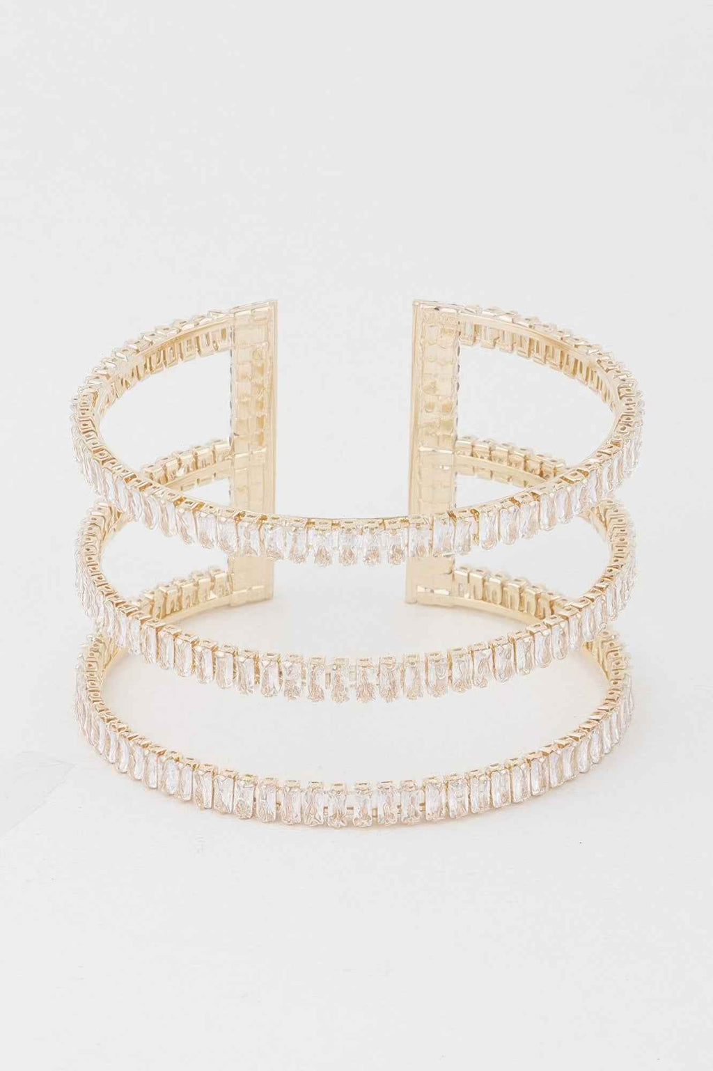 Triple Crystal Open Cuff Bracelet