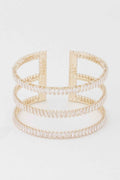 Triple Crystal Open Cuff Bracelet