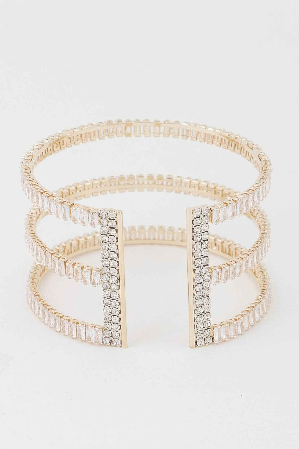 Triple Crystal Open Cuff Bracelet