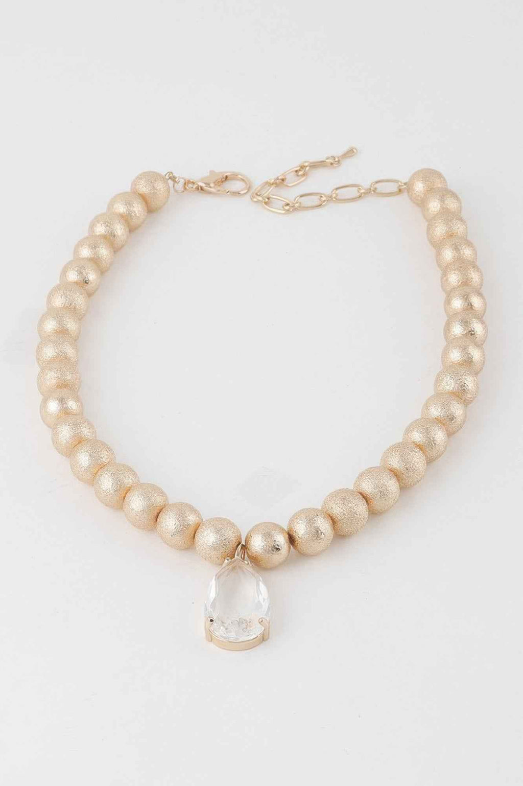 Clear Teardrop Beaded Necklace